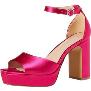 Pink platform block heels